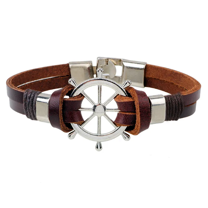 Rudder Decor PU Rope Men Bracelet