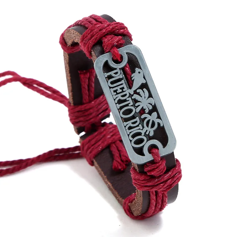 Vintage Hand Woven Adjustable PU Leather Geometric Unisex Bracelet