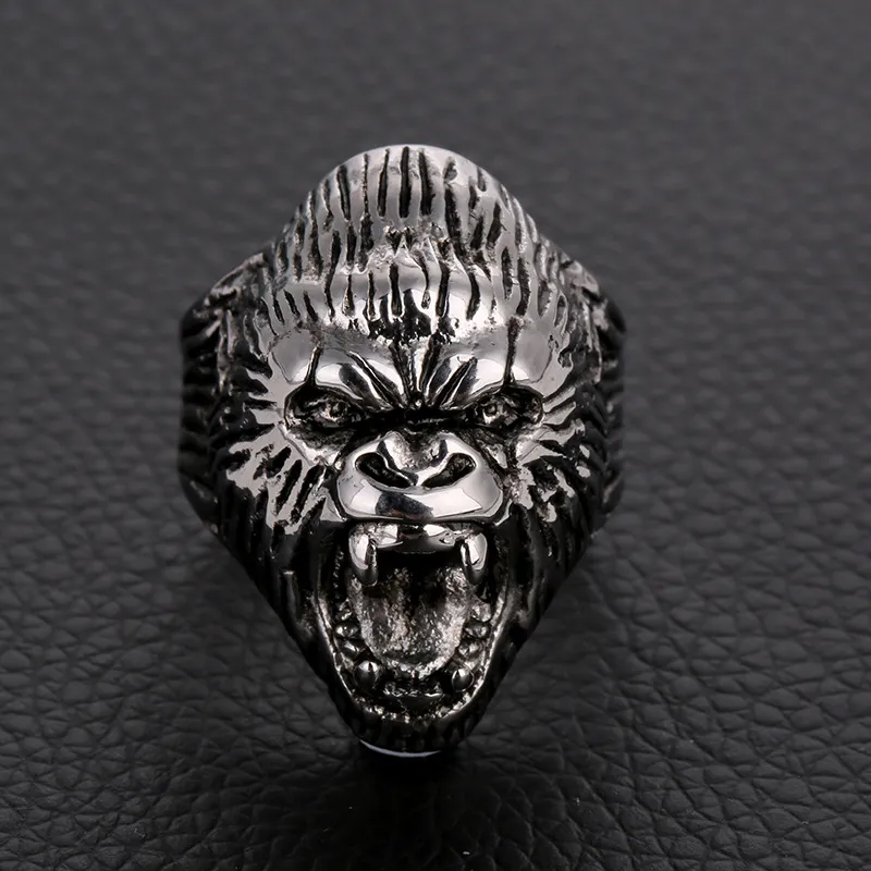 Vintage Animal Ape Head Design Metal Ring for Men