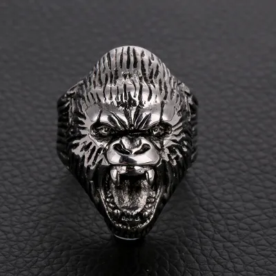 Vintage Animal Ape Head Design Metal Ring for Men