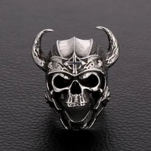 Vintage Cattle Head Warrior Skull Metal Ring