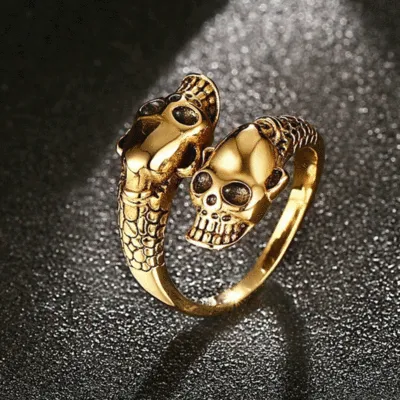 Double Skull Head Design Open Unisex Alloy Ring