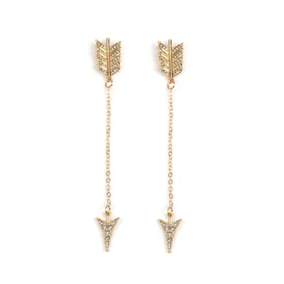 Vintage Rhinestone Tassel Arrow Earrings for Women