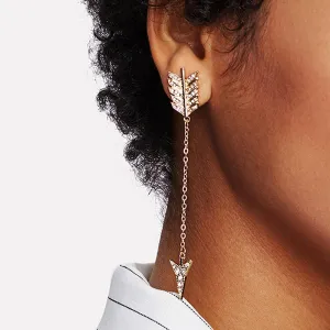 Vintage Rhinestone Tassel Arrow Earrings for Women