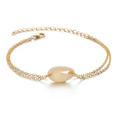 Natural Shell Double Layer Metal Chain Anklet