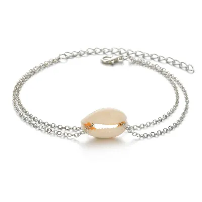 Natural Shell Double Layer Metal Chain Anklet