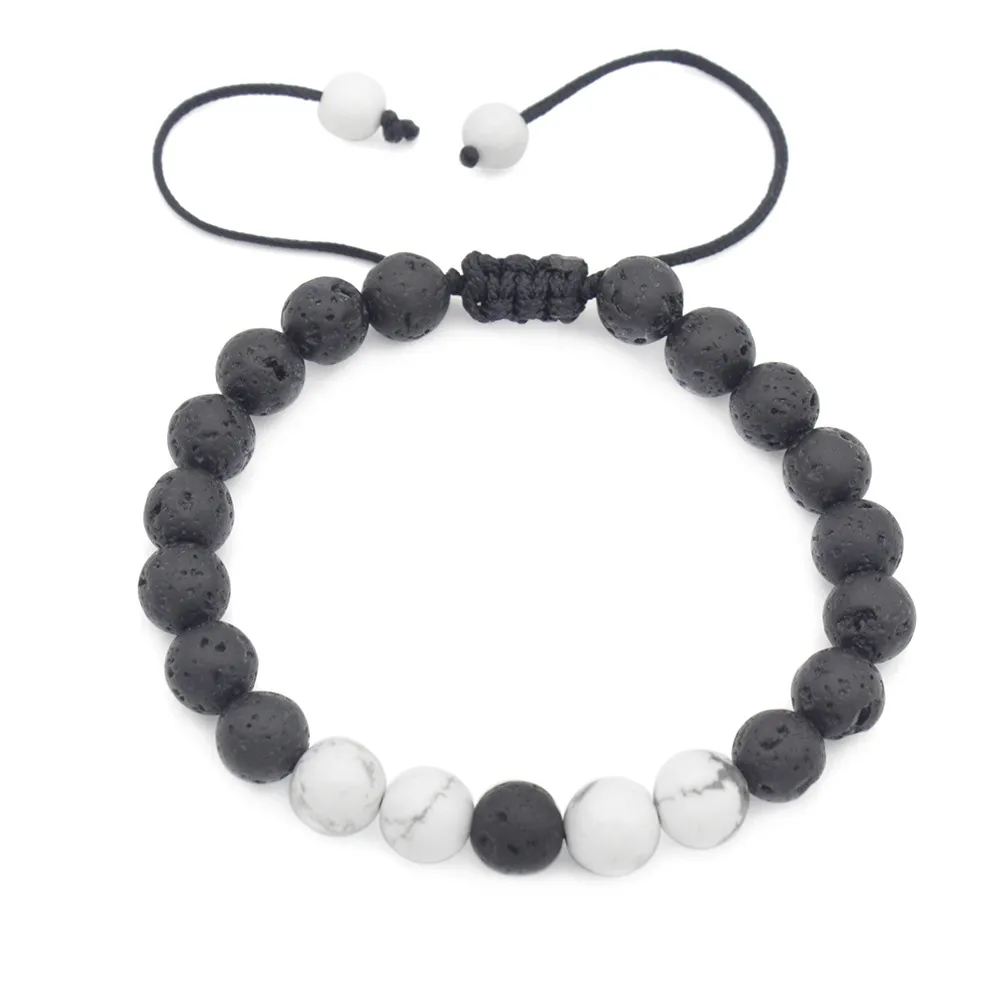 Natural Stone Beads Geometric Chain Adjustable Unisex Bracelet