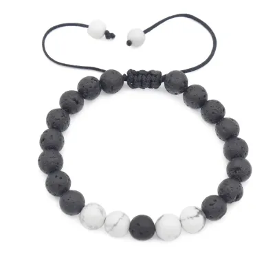 Natural Stone Beads Geometric Chain Adjustable Unisex Bracelet