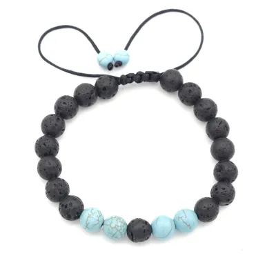 Natural Stone Beads Geometric Chain Adjustable Unisex Bracelet