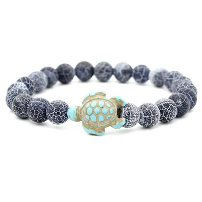 Animal Turtle Decor Strand Stone Bracelet Unisex