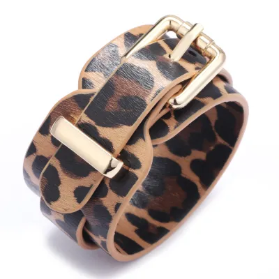 Wide Solid Color Adjustable PU Leather Bracelet