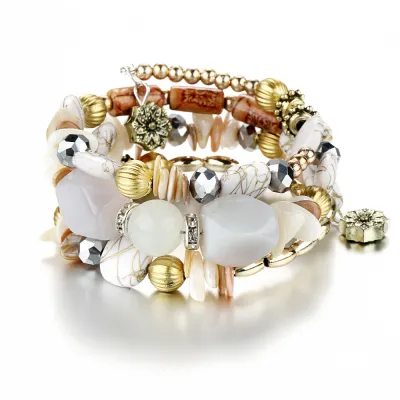 Vintage Imitation Stone Beaded Multilayer Bracelet 21cm