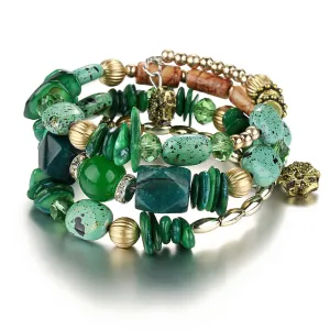 Vintage Imitation Stone Beaded Multilayer Bracelet 21cm