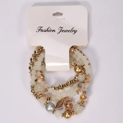 Multilayer Glass Stone Leaf Pendant Bracelet for Women Star Street Shooting