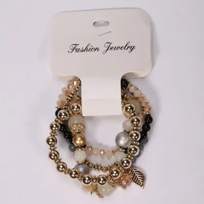 Multilayer Glass Stone Leaf Pendant Bracelet for Women Star Street Shooting