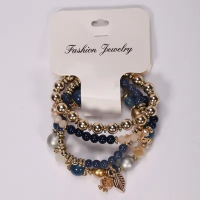 Multilayer Glass Stone Leaf Pendant Bracelet for Women Star Street Shooting