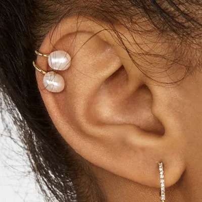 Simple Pearl Decor Metal Clip Earrings for Women