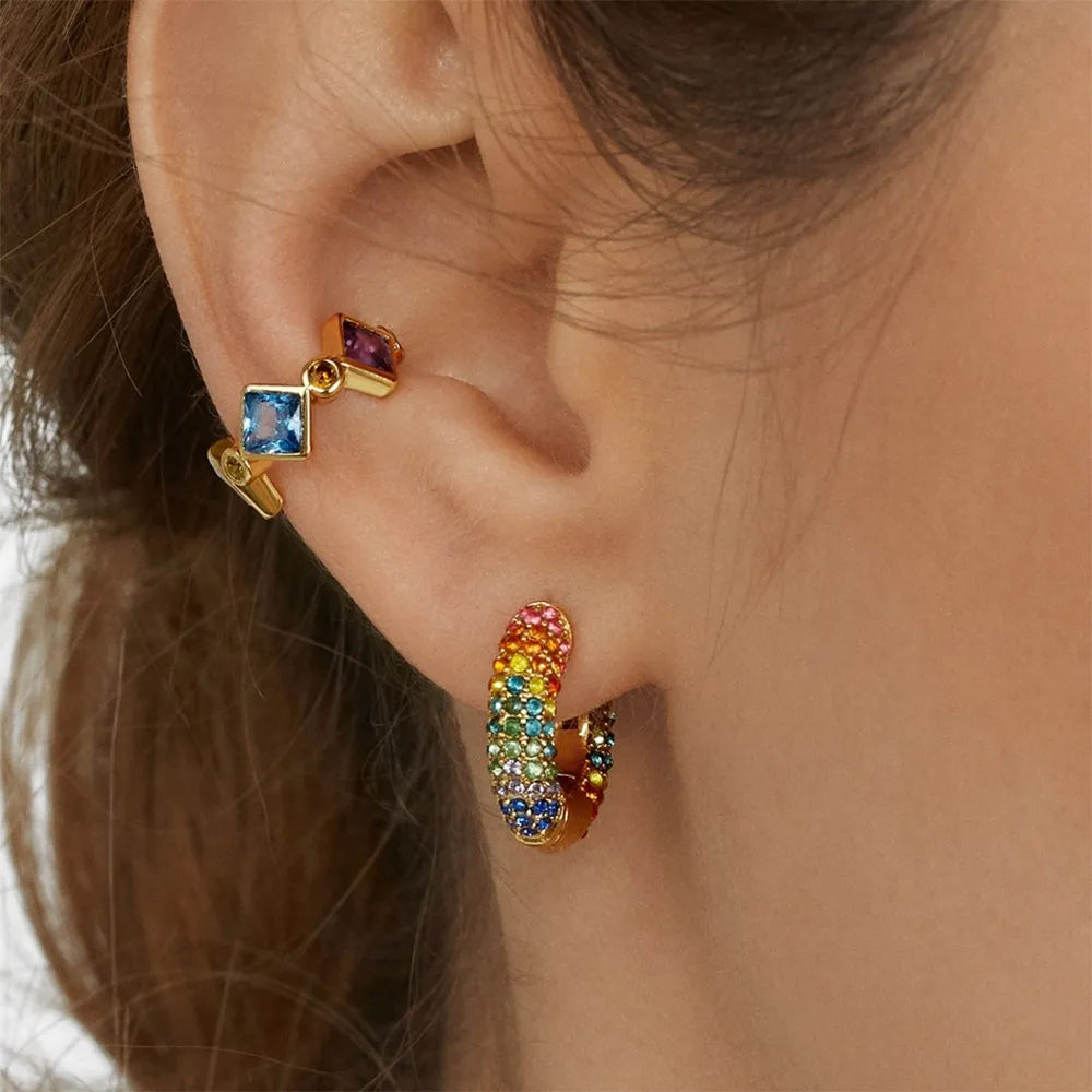 Creative Design Inlaid Rhinestone Hoop Earrings for Women