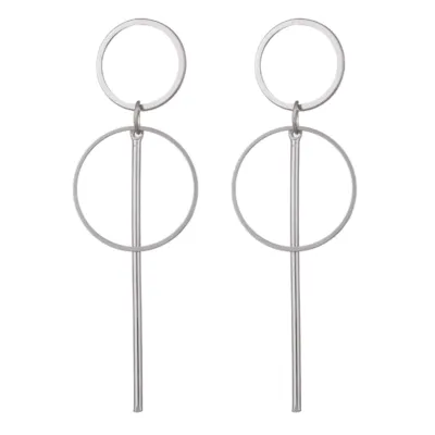 Simple Double Circle Design Geometric Metal Drop Earrings for Women