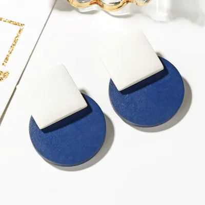 Vintage Geometric Round Wooden Earrings