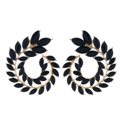 Full Drill Geometric Circle Spiral Stud Earrings for Women Alloy