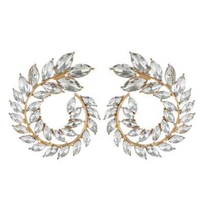 Full Drill Geometric Circle Spiral Stud Earrings for Women Alloy