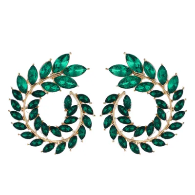 Full Drill Geometric Circle Spiral Stud Earrings for Women Alloy
