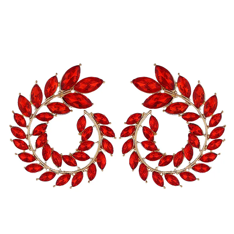 Full Drill Geometric Circle Spiral Stud Earrings for Women Alloy