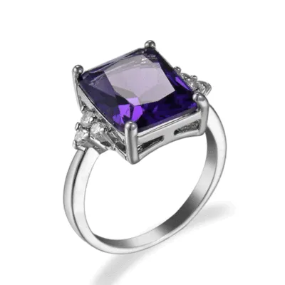 Classic Square Colorful Zircon Ring Unisex Copper Geometric