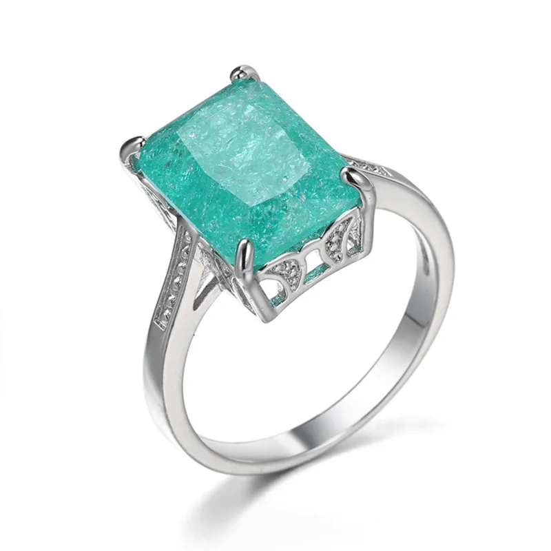 Classic Rectangle Blue Zircon Decorative Copper Unisex Ring