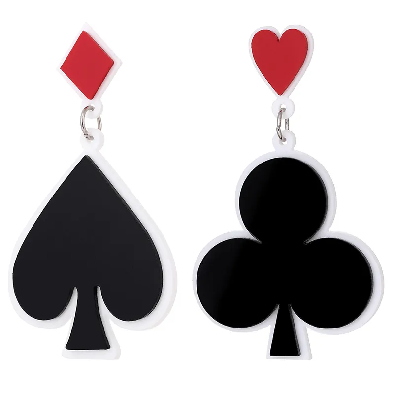 Geometric Acrylic Asymmetric Poker Design Lucky Earrings for Women