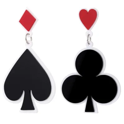 Geometric Acrylic Asymmetric Poker Design Lucky Earrings for Women