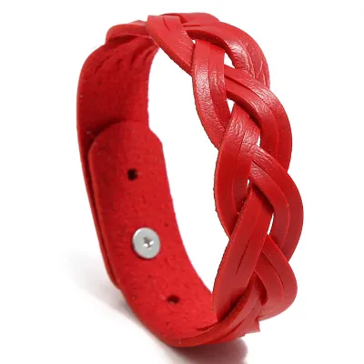 Classic Solid Color Woven PU Bracelet Geometric Unisex