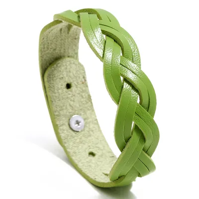 Classic Solid Color Woven PU Bracelet Geometric Unisex