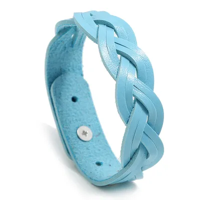 Classic Solid Color Woven PU Bracelet Geometric Unisex