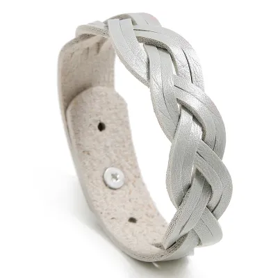 Classic Solid Color Woven PU Bracelet Geometric Unisex