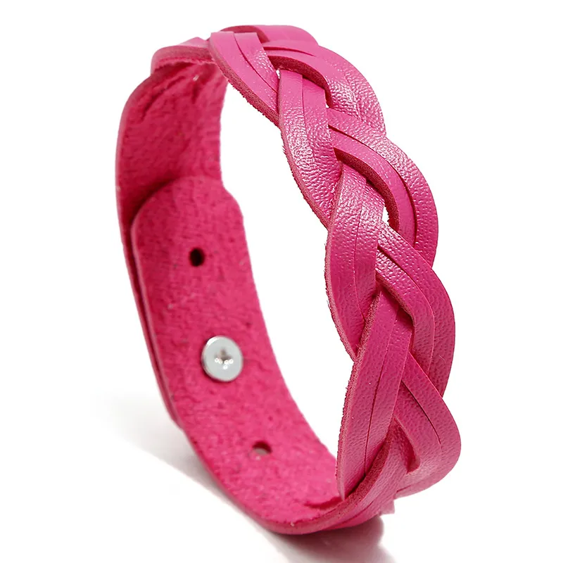 Classic Solid Color Woven PU Bracelet Geometric Unisex