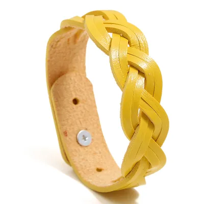Classic Solid Color Woven PU Bracelet Geometric Unisex