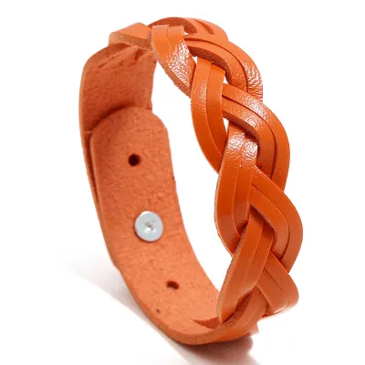 Classic Solid Color Woven PU Bracelet Geometric Unisex