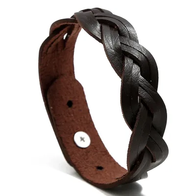 Classic Solid Color Woven PU Bracelet Geometric Unisex