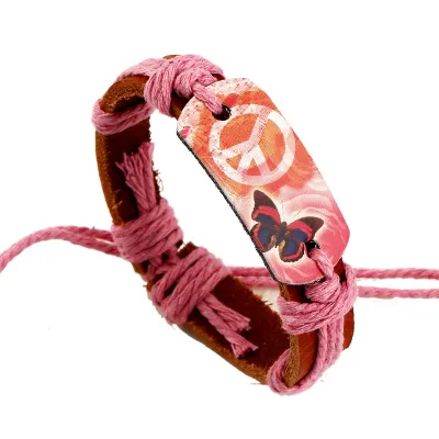 Creative Butterfly Pattern Woven PU Bracelet Women's