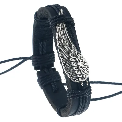 Creative Hand Woven Wing Decor PU Bracelet