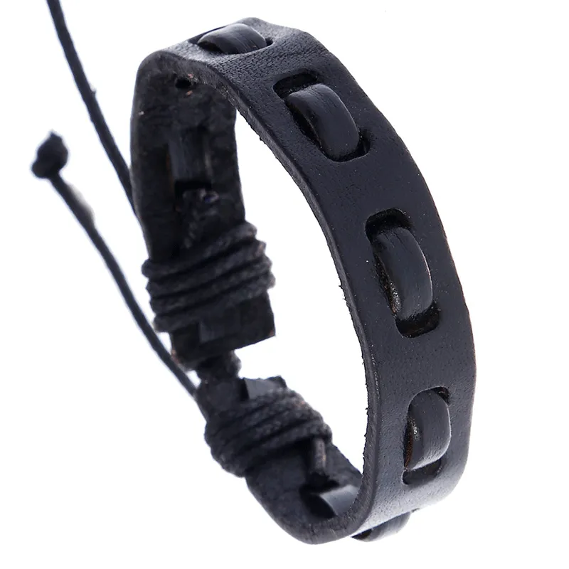 Simple Braided Men PU Leather Bracelet Unisex Geometric