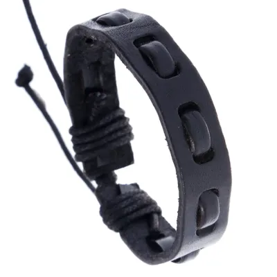 Simple Braided Men PU Leather Bracelet Unisex Geometric