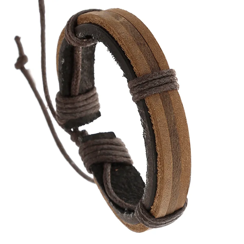 Vintage PU Braided Unisex Men Bracelet Geometric