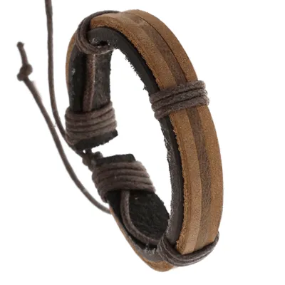Vintage PU Braided Unisex Men Bracelet Geometric