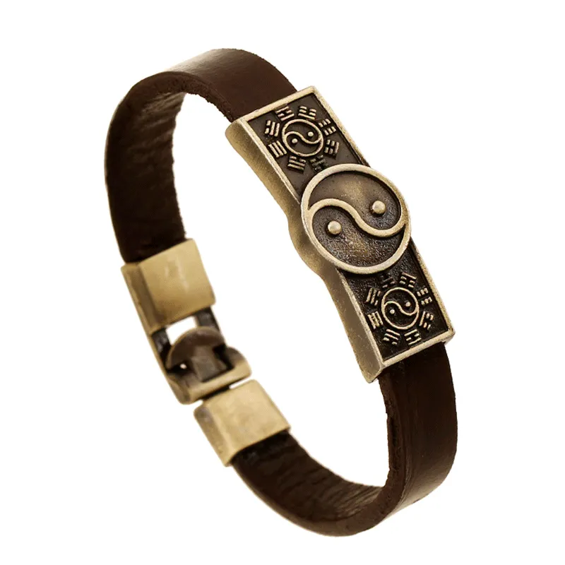 Vintage Rectangle Metal Decor Pu Bracelet