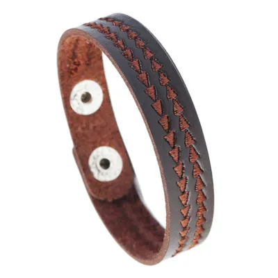 Computer Embroidered Flower Imitation Cowhide PU Unisex Bracelet