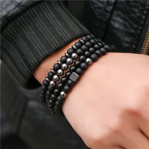 Frosted Copper Bead Dice Bracelet Set Unisex Crystal Round Style