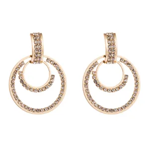 Retro Inlaid Rhinestones Hollow Out Geometric Earrings for Women